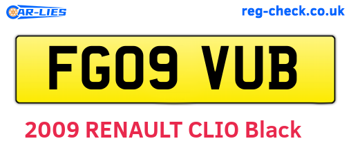 FG09VUB are the vehicle registration plates.
