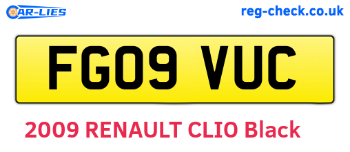FG09VUC are the vehicle registration plates.