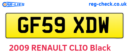 GF59XDW are the vehicle registration plates.