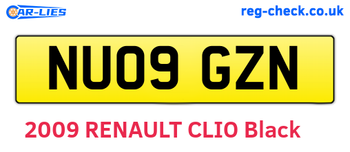 NU09GZN are the vehicle registration plates.