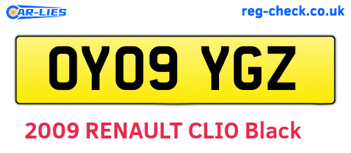 OY09YGZ are the vehicle registration plates.
