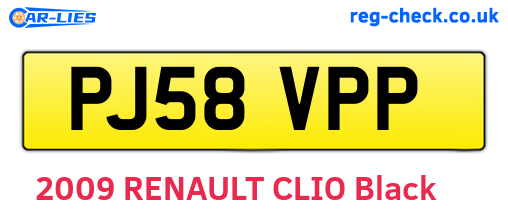 PJ58VPP are the vehicle registration plates.