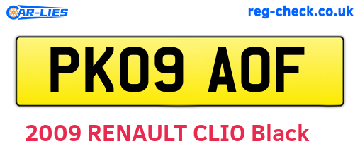PK09AOF are the vehicle registration plates.