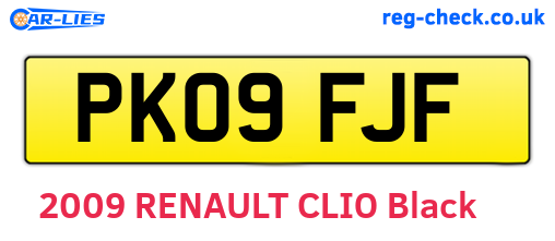 PK09FJF are the vehicle registration plates.