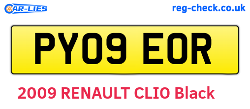 PY09EOR are the vehicle registration plates.