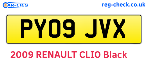 PY09JVX are the vehicle registration plates.