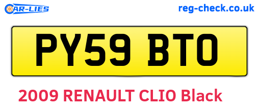 PY59BTO are the vehicle registration plates.