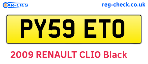 PY59ETO are the vehicle registration plates.