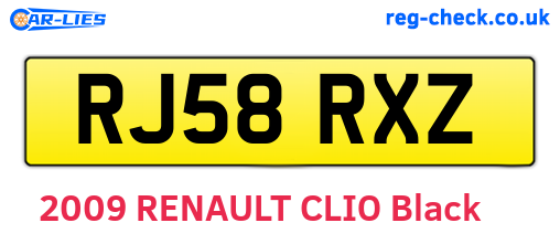 RJ58RXZ are the vehicle registration plates.