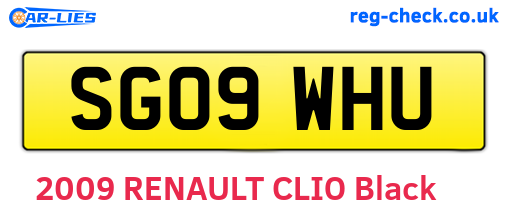 SG09WHU are the vehicle registration plates.
