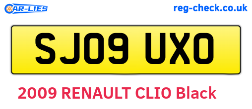 SJ09UXO are the vehicle registration plates.