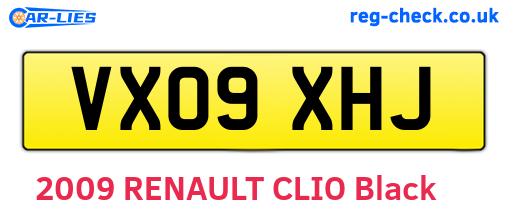 VX09XHJ are the vehicle registration plates.