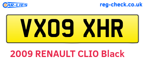 VX09XHR are the vehicle registration plates.
