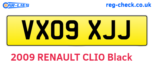 VX09XJJ are the vehicle registration plates.