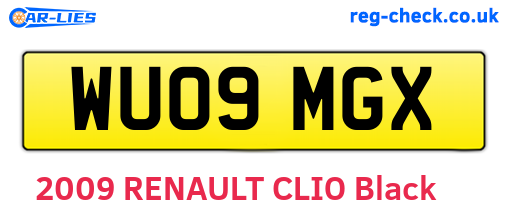 WU09MGX are the vehicle registration plates.