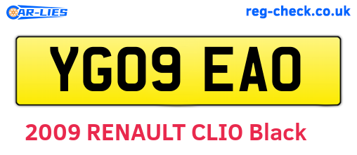 YG09EAO are the vehicle registration plates.