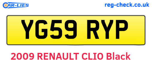 YG59RYP are the vehicle registration plates.