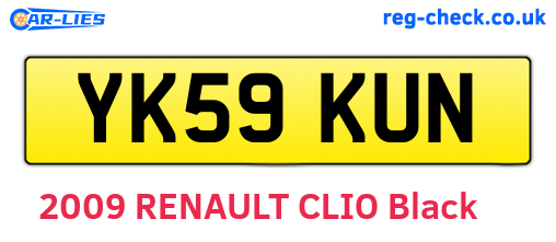 YK59KUN are the vehicle registration plates.