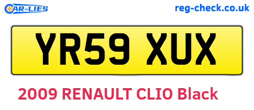 YR59XUX are the vehicle registration plates.