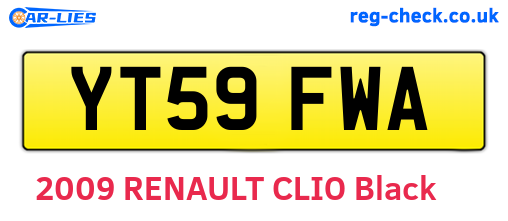 YT59FWA are the vehicle registration plates.