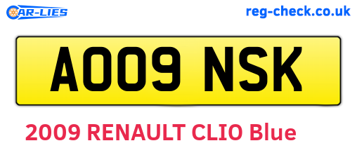 AO09NSK are the vehicle registration plates.