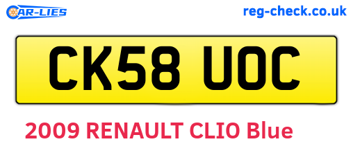 CK58UOC are the vehicle registration plates.