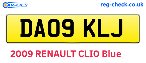 DA09KLJ are the vehicle registration plates.