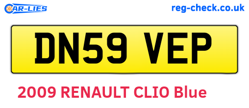 DN59VEP are the vehicle registration plates.