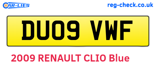 DU09VWF are the vehicle registration plates.