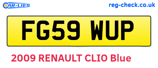 FG59WUP are the vehicle registration plates.