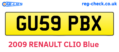 GU59PBX are the vehicle registration plates.