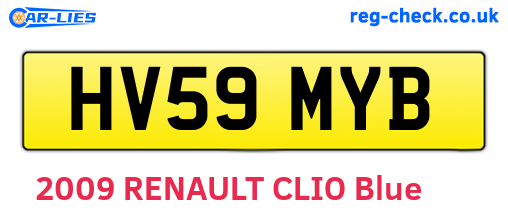 HV59MYB are the vehicle registration plates.