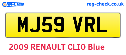 MJ59VRL are the vehicle registration plates.