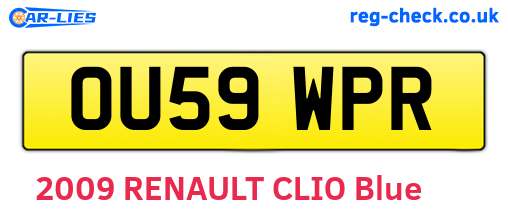 OU59WPR are the vehicle registration plates.
