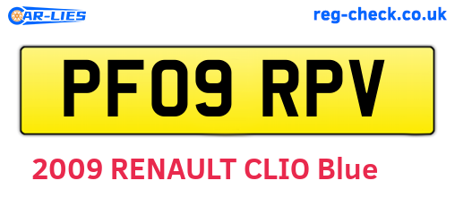 PF09RPV are the vehicle registration plates.