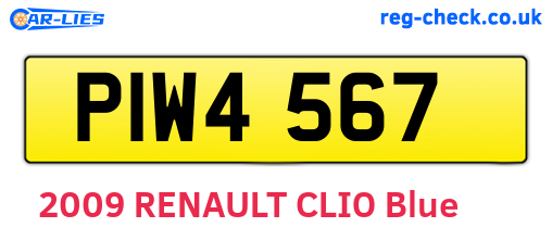 PIW4567 are the vehicle registration plates.