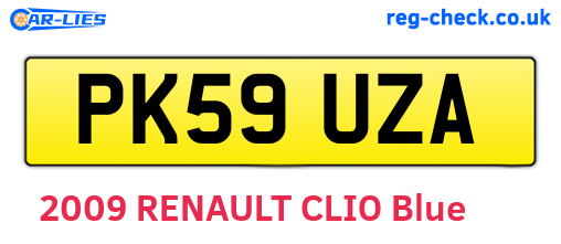 PK59UZA are the vehicle registration plates.