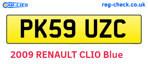 PK59UZC are the vehicle registration plates.