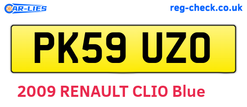 PK59UZO are the vehicle registration plates.
