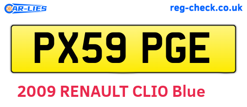 PX59PGE are the vehicle registration plates.