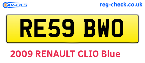 RE59BWO are the vehicle registration plates.