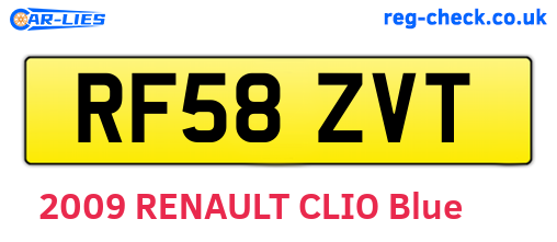 RF58ZVT are the vehicle registration plates.