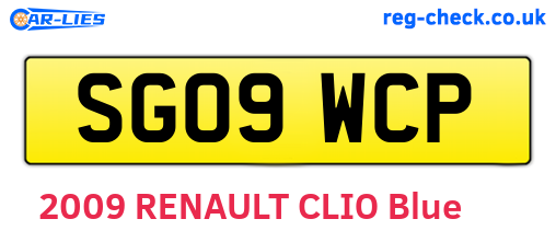 SG09WCP are the vehicle registration plates.