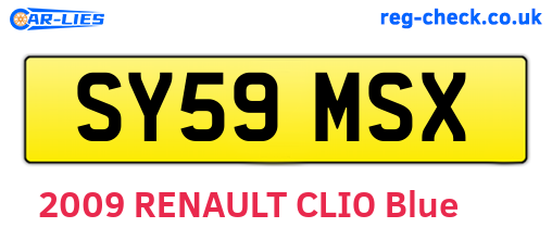 SY59MSX are the vehicle registration plates.