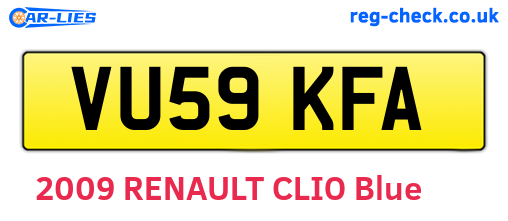 VU59KFA are the vehicle registration plates.