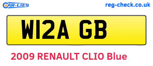 W12AGB are the vehicle registration plates.