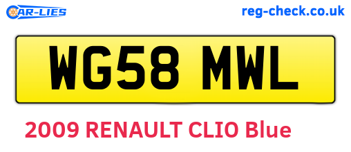 WG58MWL are the vehicle registration plates.
