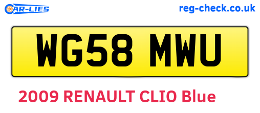 WG58MWU are the vehicle registration plates.