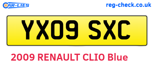 YX09SXC are the vehicle registration plates.