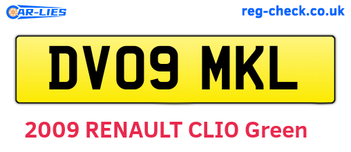 DV09MKL are the vehicle registration plates.